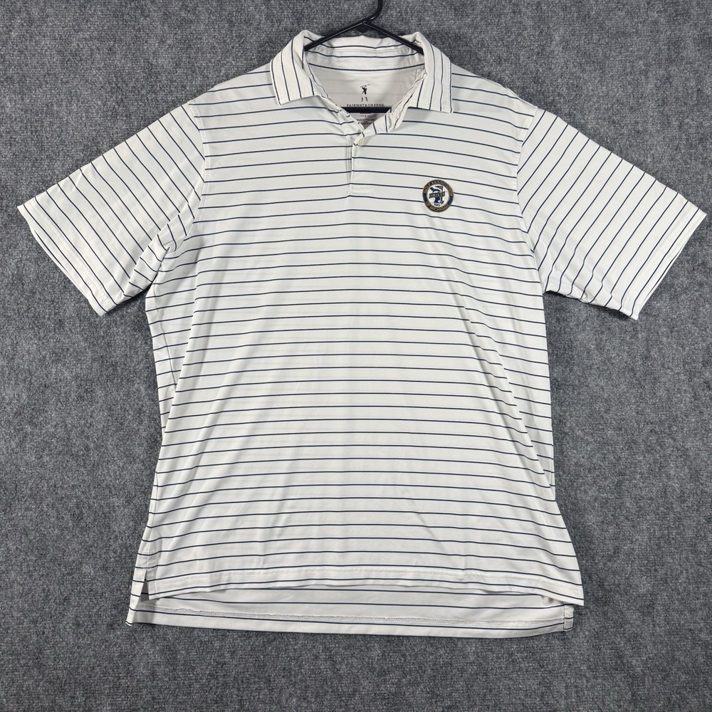 Fairway & Greene Polo Shirt Mens Large Striped Golf Association Of Michigan